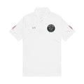 Embroidered Men's Performance Polo — White Under Armour Style (Circular Chest Crest)