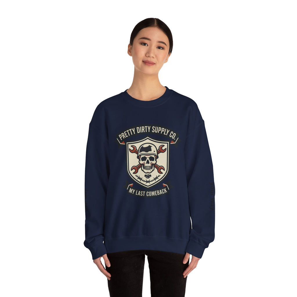 Retro Skull Crest Sweatshirt | Vintage Badge, Supporters Style