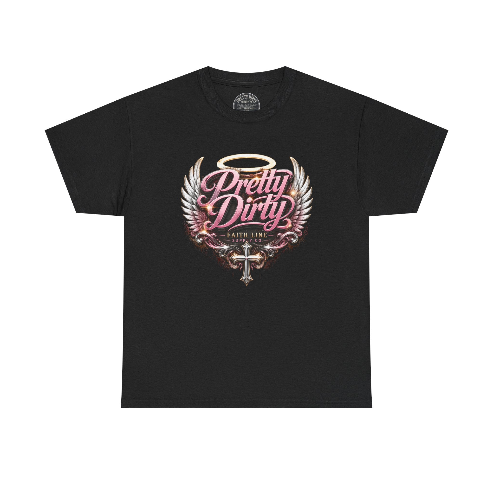Pretty Dirty Graphic Tee — Vintage Winged Cross Design