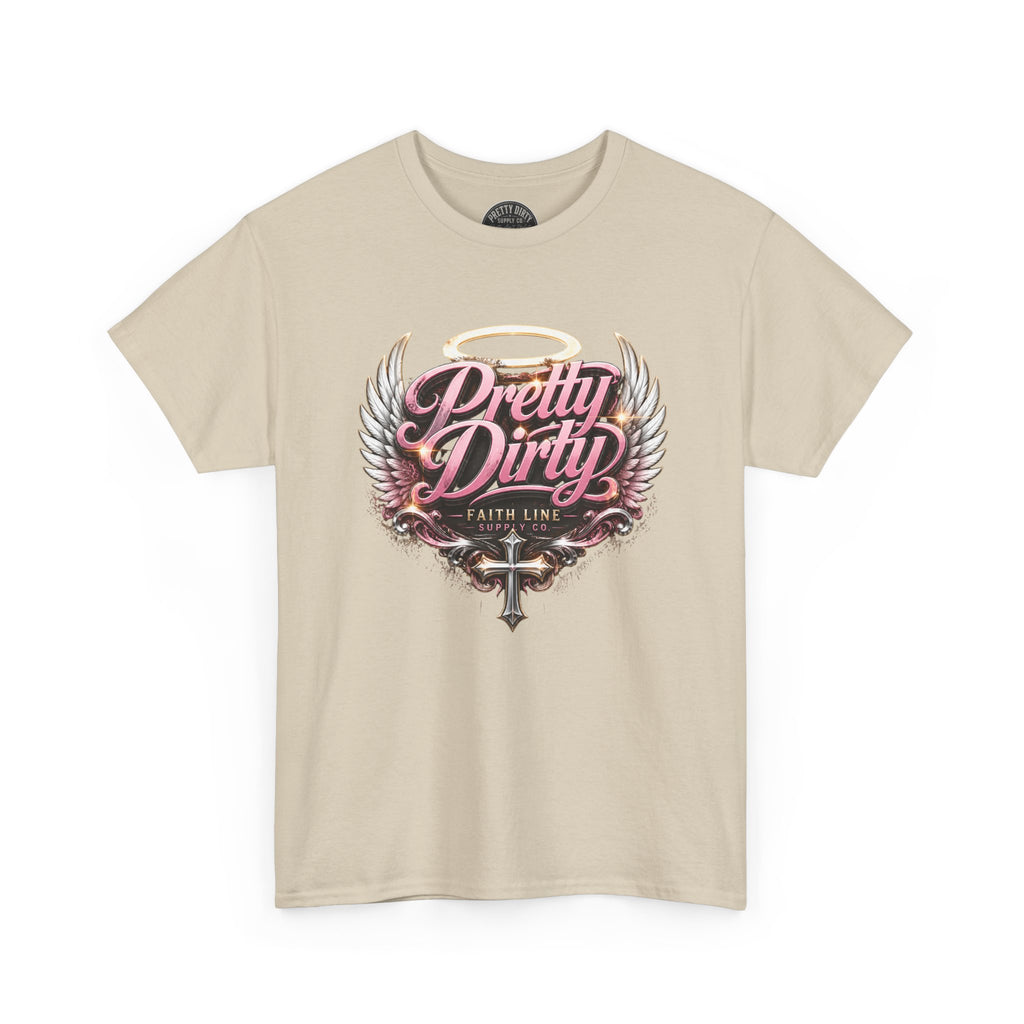 Pretty Dirty Graphic Tee — Vintage Winged Cross Design