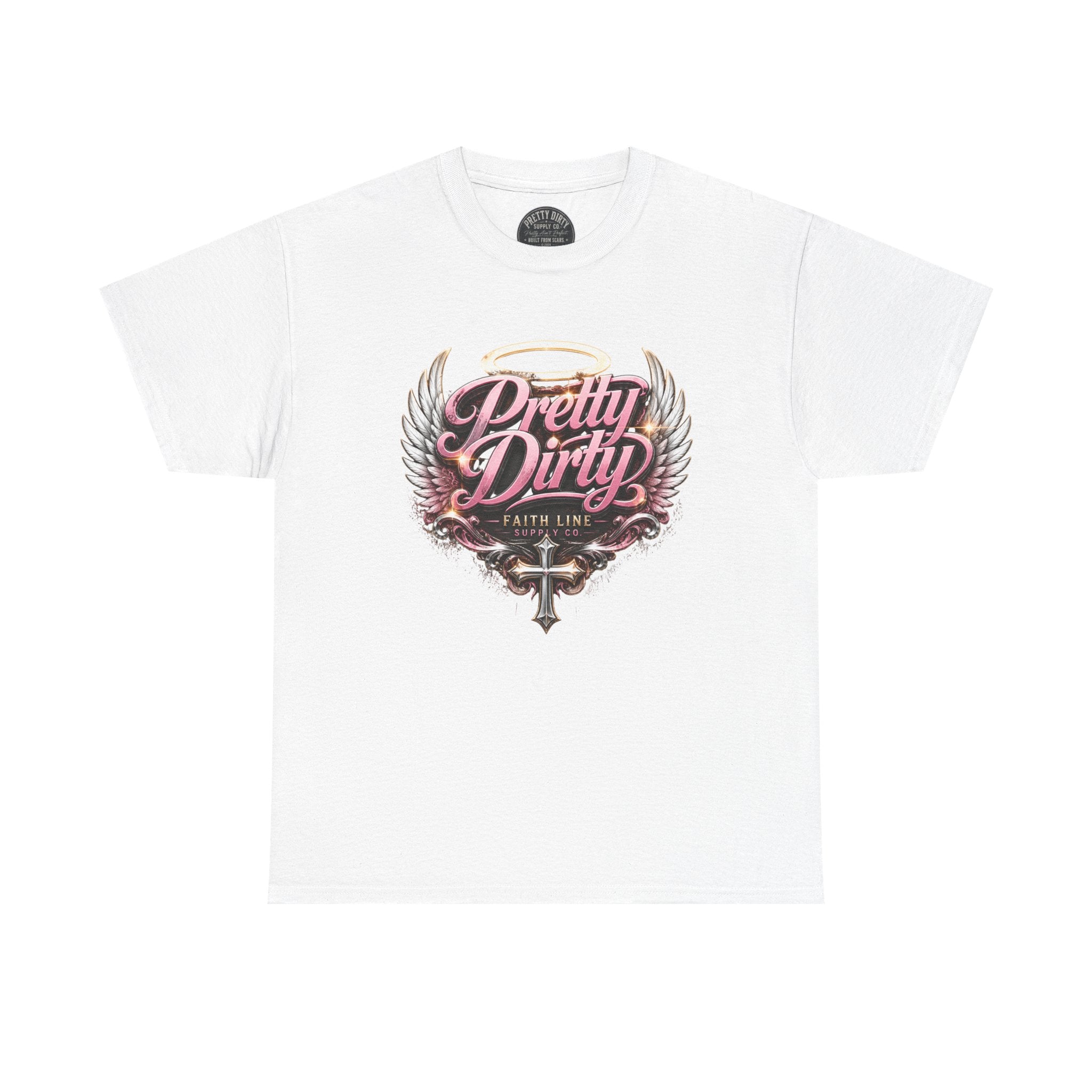 Pretty Dirty Graphic Tee — Vintage Winged Cross Design
