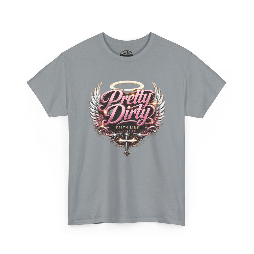Pretty Dirty Graphic Tee — Vintage Winged Cross Design