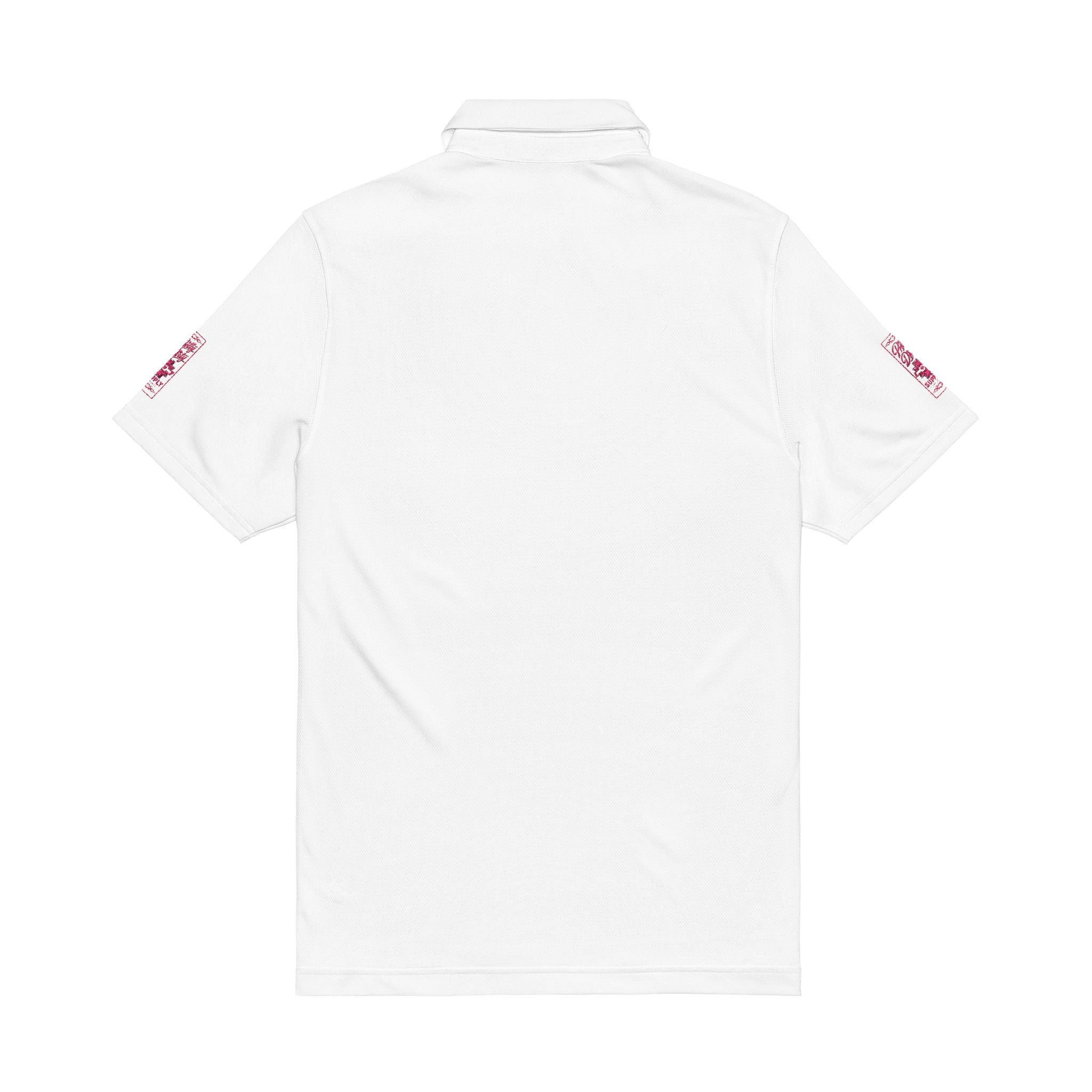 Embroidered Men's Performance Polo — White Under Armour Style (Circular Chest Crest)