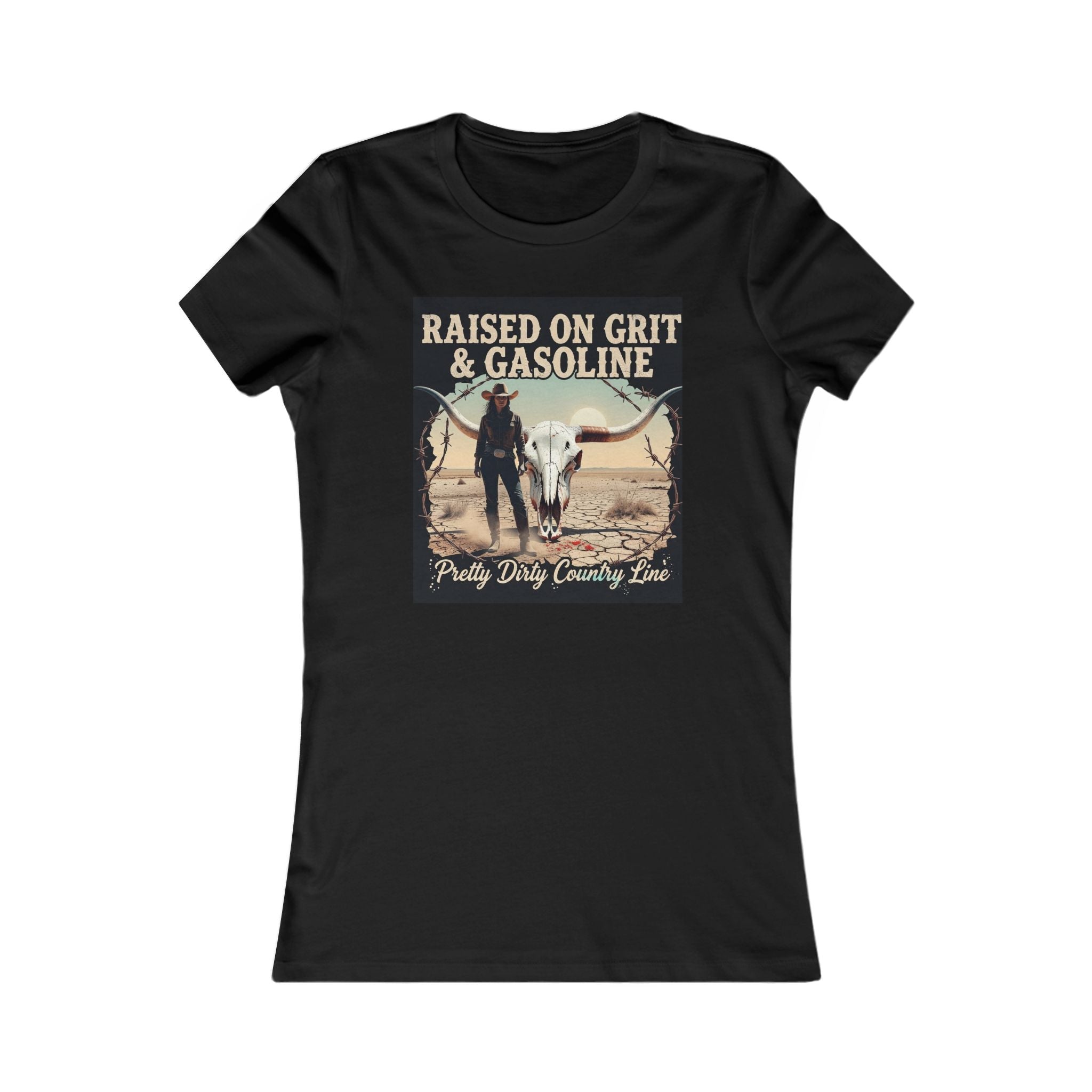 Raised on Grit & Gasoline Women's Tee — Country Cowgirl Western Graphic Shirt