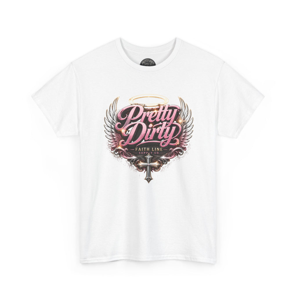 Pretty Dirty Graphic Tee — Vintage Winged Cross Design