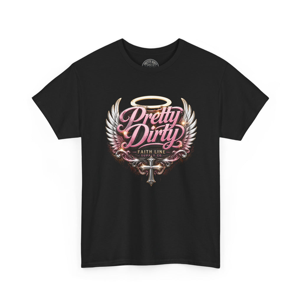 Pretty Dirty Graphic Tee — Vintage Winged Cross Design