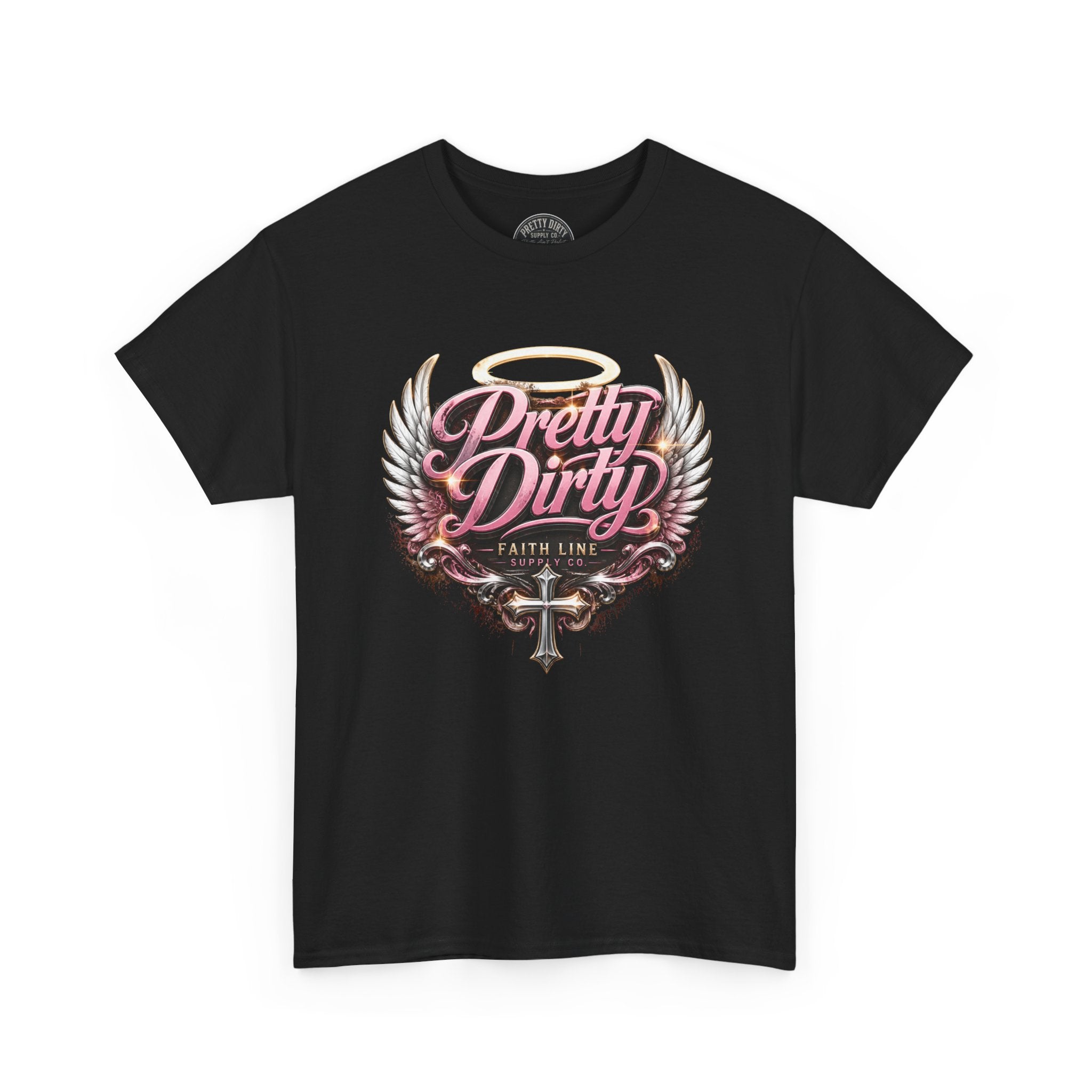Pretty Dirty Graphic Tee — Vintage Winged Cross Design